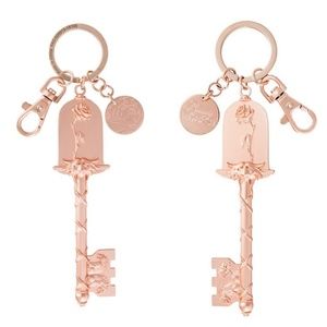 Disney Parks Beauty and the Beast Rose Key Keychain Charm WDW NEW